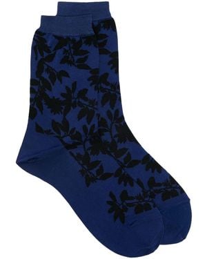 Issey Miyake Stretch-Knit Patterned Jacquard Socks - Blue