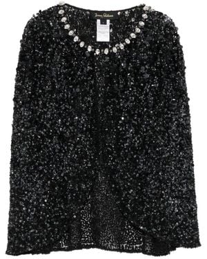 Jenny Packham Sequin-Embellished Capelet Jacket - Black