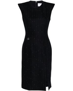 Genny Pinstriped Bodycon Midi Dress - Black