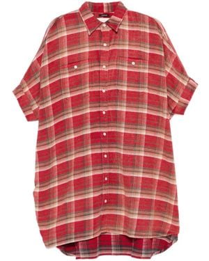 R13 Plaid Mini Shirt Dress - Red
