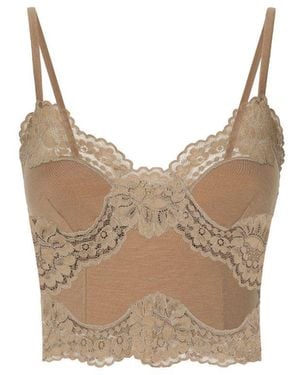 Dolce & Gabbana Lace-Detailing Knitted Corset - Natural