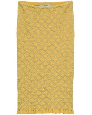 Prada Cotton Smock Stitch Pencil Skirt - Yellow