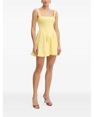 Bardot Vestido Skater Estilo Corsé - Amarillo