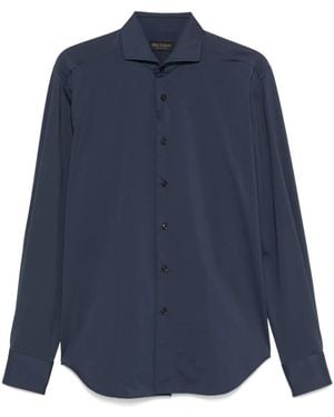 Dell'Oglio Camicia Con Spacchetto Sul Collo - Blu