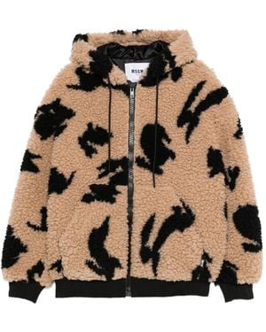MSGM Rabbit-Print Hooded Jacket - Black