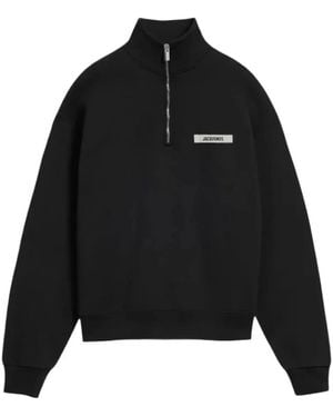 Jacquemus Gros-Grain Sweater Met Halve Rits - Zwart