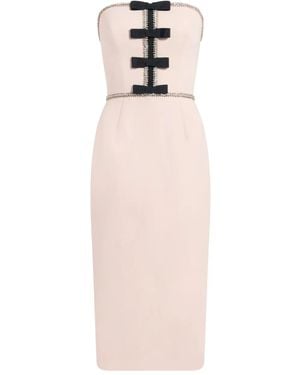 Jenny Packham Odette Bow-Embellished Beaded Midi Dress - Natural