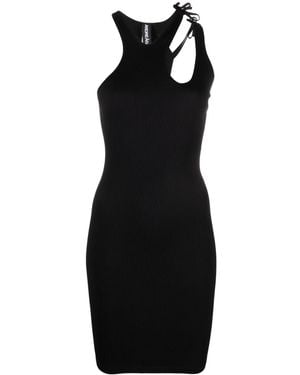 ANDREADAMO Ribbed Asymmetric Sleeveless Dress - Black