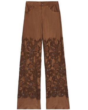 ERMANNO FIRENZE Broderie Anglaise Trousers - Brown