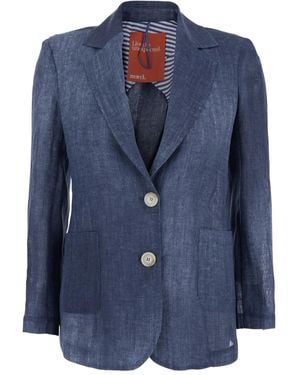 ..,merci Blazer En Lin - Bleu