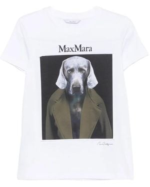 Max Mara Calca Print Short-Sleeve T-Shirt - White