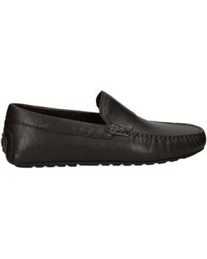 BOSS Printed-Leather Loafers - Black