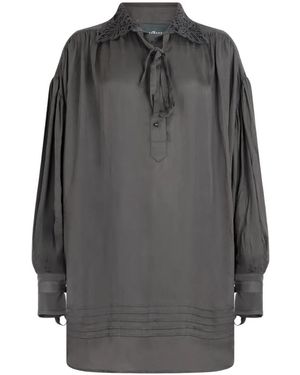 John Richmond Blouse Met Kanten Kraag En Gestrikte Afwerking - Grijs