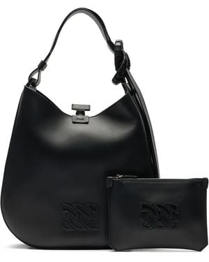 Casadei Vandome Knotted Leather Shoulder Bag - Black