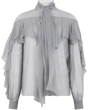 Alberta Ferretti Ruffle-Detail Blouse - Grey