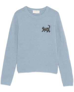 iBlues Luciana embellished crew-neck sweater - Blau