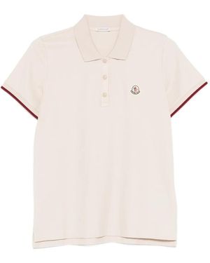 Moncler Logo Cotton Polo Shirt - Natural