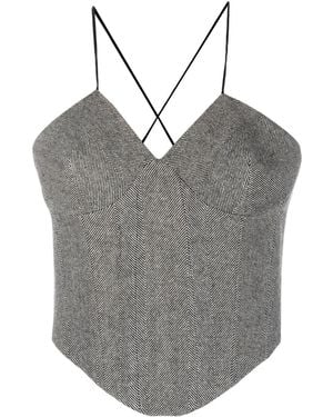 Ermanno Scervino Herringbone Wool Top - Grey