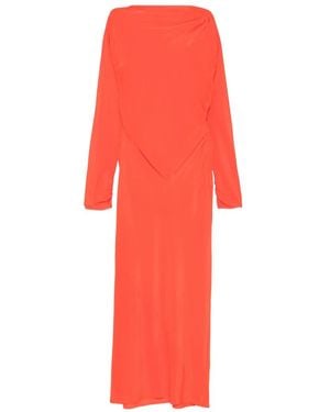 SIR. Abito Midi Drappeggiato A Maniche Lunghe - Rosso