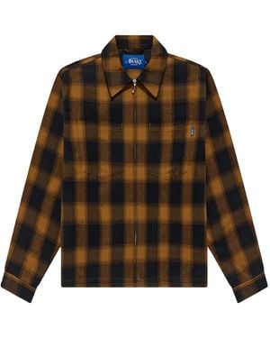 AWAKE NY Brushed Flannel Checked Shirt Jacket - Brown