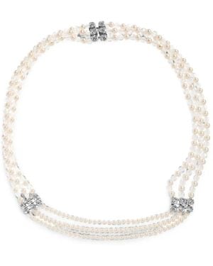 Alessandra Rich Triple-Strand Crystal-Embellished Necklace - White