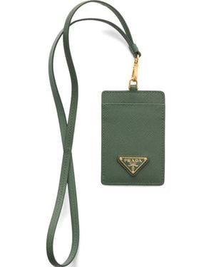 Prada Porte-Badge En Cuir À Plaque Logo - Green