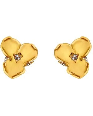 Oscar de la Renta Floral Stud Earrings - Metallic