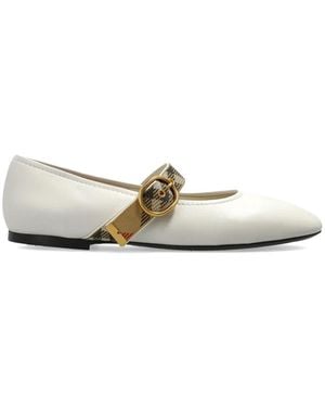 Burberry Bailarinas Robin Con Correa De Hebilla - Blanco
