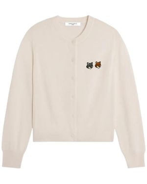 Maison Kitsuné Cardigan À Patch Logo Double Fox Head - Blanc