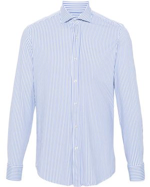 Paul & Shark Logo-Embroidered Striped Shirt - Blue