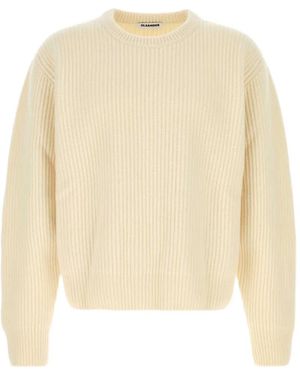 Jil Sander Ribbed-Knit Wool Sweater - White