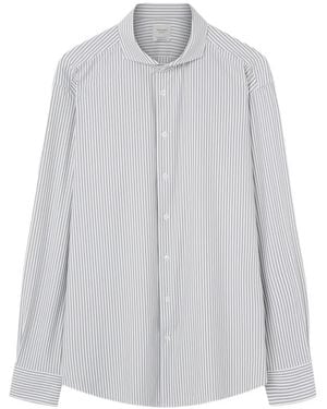 Traiano Milano Striped Banded-Collar Shirt - White