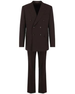 Caruso Double-Breasted Suit - Black