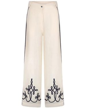 Carolina K Sam Embroidery-Detail Linen Trousers - White