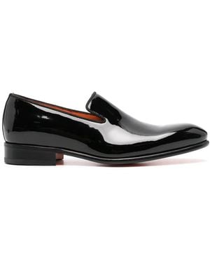 Santoni Patent-Leather Loafers - Black