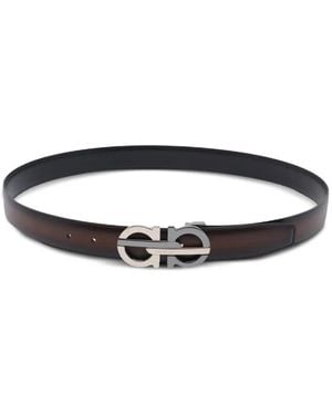 Ferragamo Gancini-Buckle Belt - White
