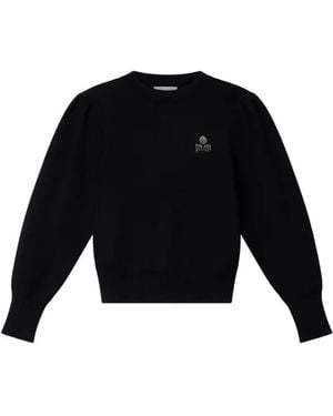 Isabel Marant Jersey De Manga Farol Con Logo Bordado - Negro