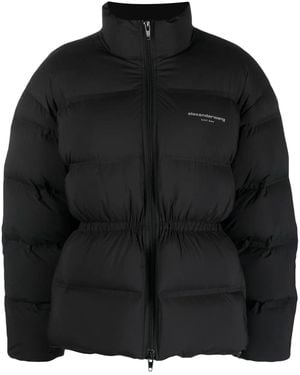 Alexander Wang Reflective-Logo Jacquard Puffer Jacket - Black