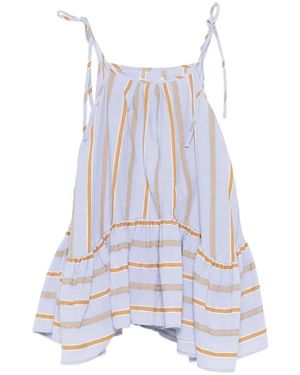 Psophia Striped-Pattern Ruffle-Detail Top - White