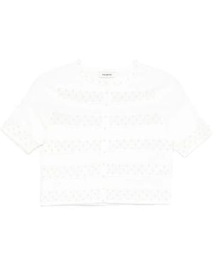 Sandro Embellished Striped Cardigan - White