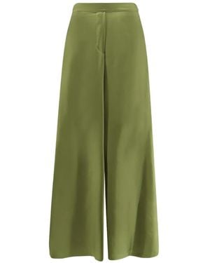 Co.Go Silk Wide-Leg Palazzo Trousers - Green