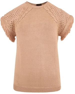 Moorer Fringe-Trimmed Cable-Knit Jumper - Natural