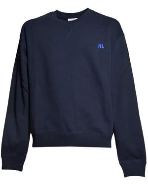 Jil Sander Cotton Terry Crew-Neck Sweatshirt - Blue