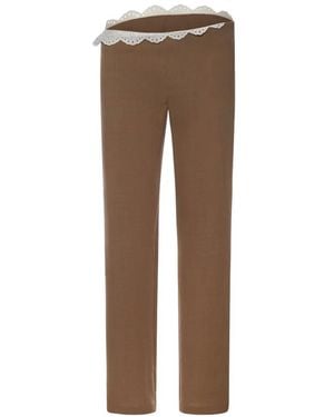 Magda Butrym Lace-Trim Trousers - Natural