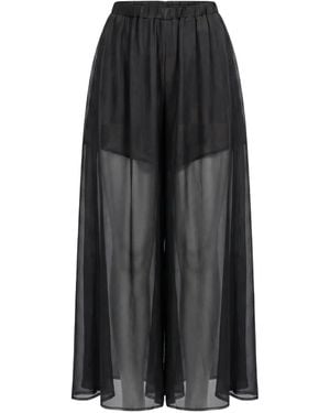 Masnada Sheer Palazzo Trousers - Black