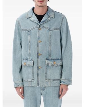 Valentino Garavani Veste En Jean À Poches À Rabat - Bleu