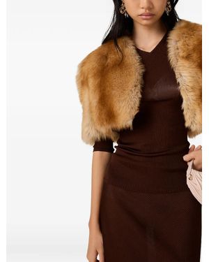 Miu Miu Ribbed Long-Sleeve T-Shirt - Brown