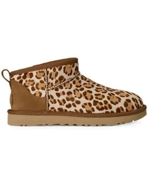 UGG Classic Ultra Mini Leopard-Print Ankle Boots - Brown