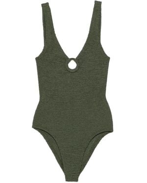 Hunza G Celine Circle-Detail Swimsuit - Green