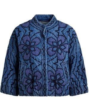 Essentiel Antwerp Floral-Embroidered Jacket - Blue
